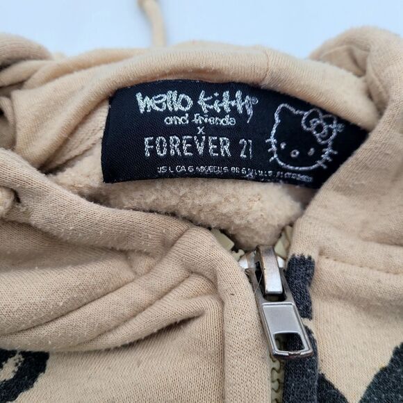 Hello Kitty Forever 21 Colab Yellow Crème Hooded Full Zip Womens - Picture 2 of 2